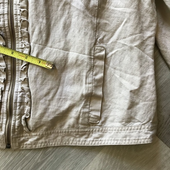 Ann Taylor LOFT Linen Blend V-Neck Full Zip with Ruffles sz XL - Picture 8 of 8